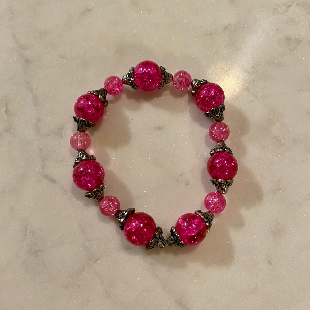 Stretchy pink crystal bracelet
